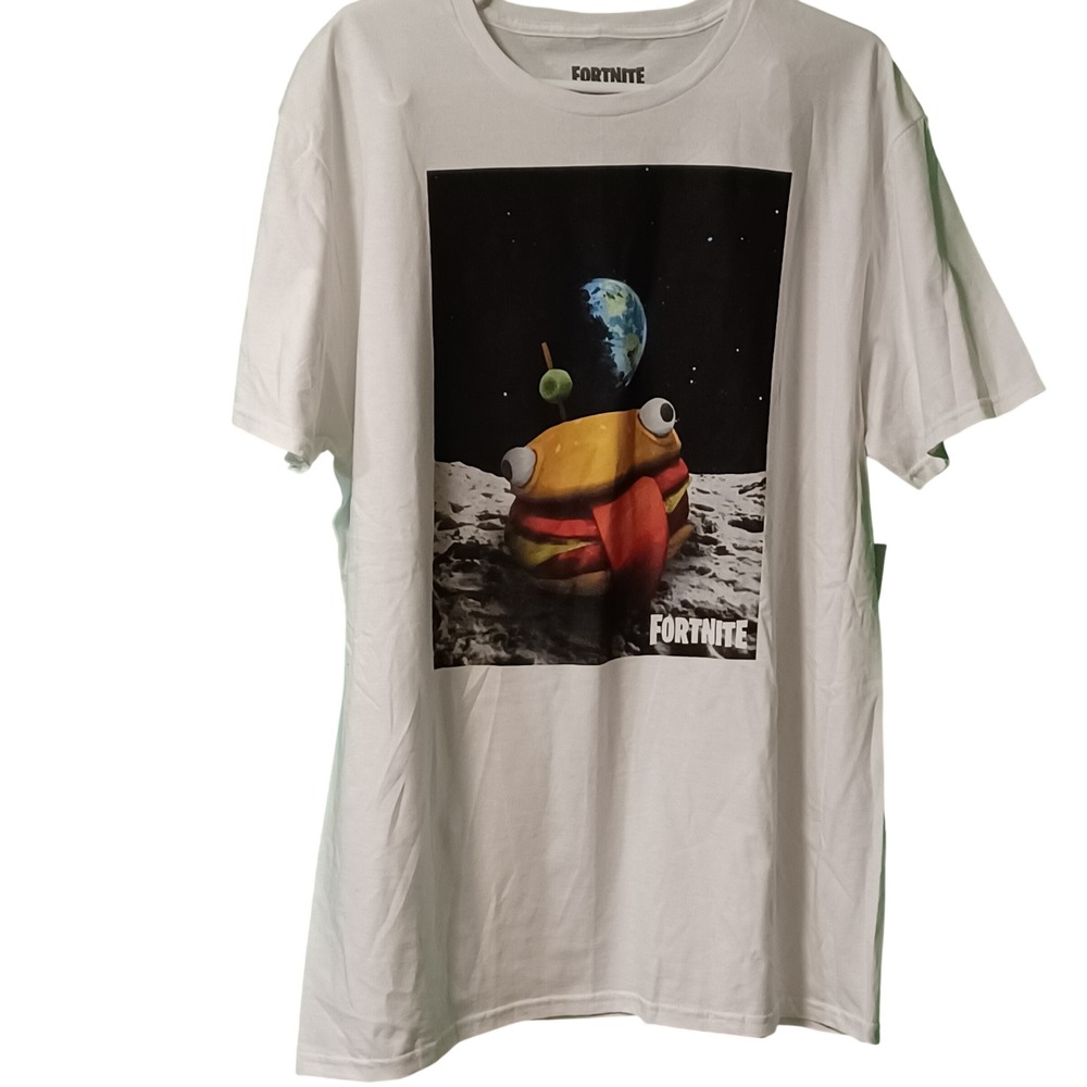 Fortnite Beef Boss Durrr Burger Moon Graphic Tee Shirt White‎ XL Mad Engine NEW